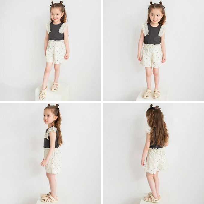 日本 BRANSHES - 夢幻蕾絲荷葉邊背心上衣-炭灰