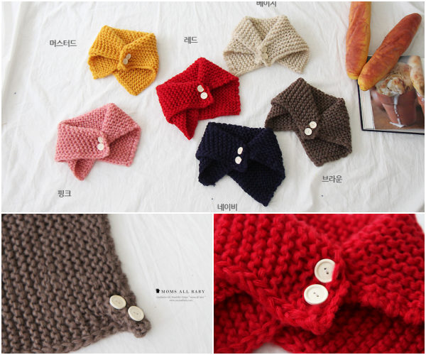 韓國 Babyblee - 毛線鈕釦披肩/圍脖-棕