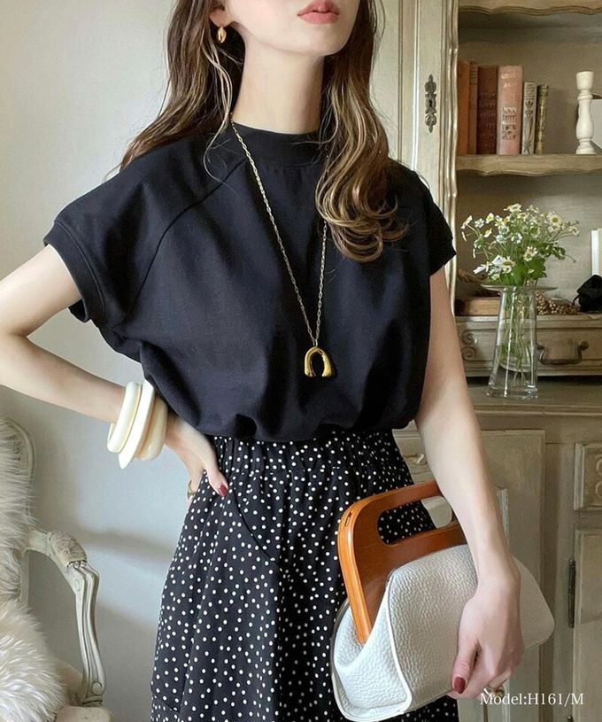 日本 Classical Elf - [熱銷NO.1] 美國棉厚磅顯瘦法式袖上衣-條紋-卡其x白