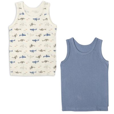 akachan honpo - 坦克背心2件組 速乾-鯊魚-深藍色