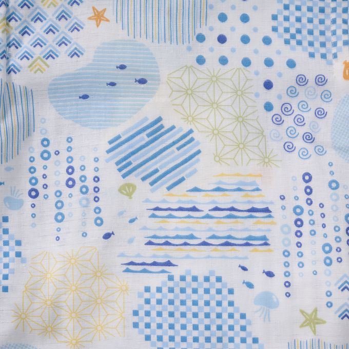 akachan honpo - 兩件式甚平-海-米白色