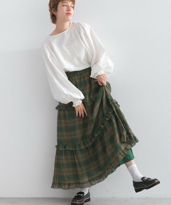 日本 Lupilien - 精緻格紋輕盈感分層俏麗長裙-紅