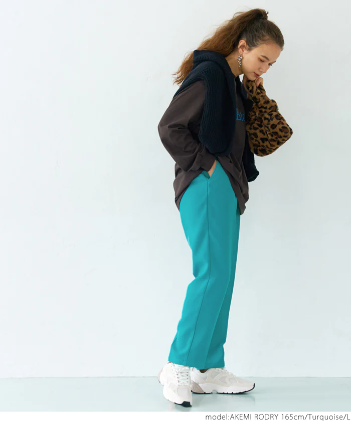 日本 COCA - 修身美型打褶西裝褲-芥黃