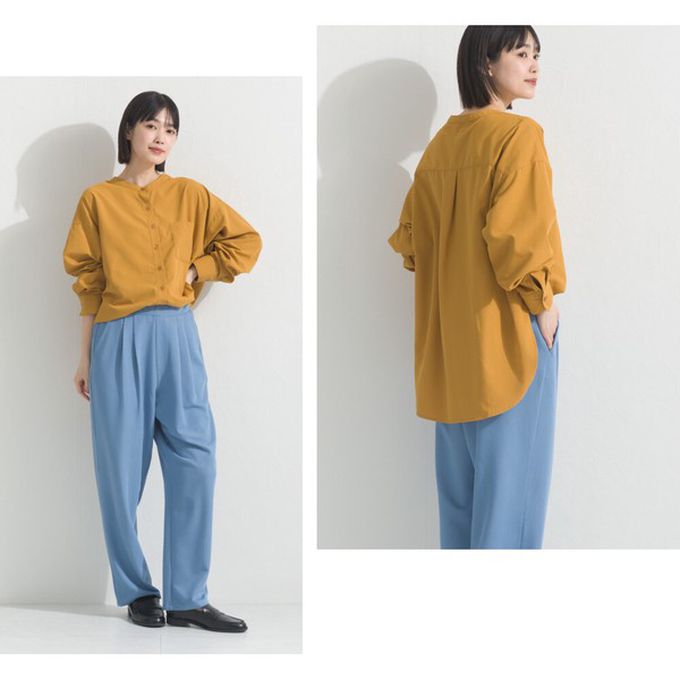 日本 OMNES - 柔滑科技棉 小立領長袖襯衫-黑