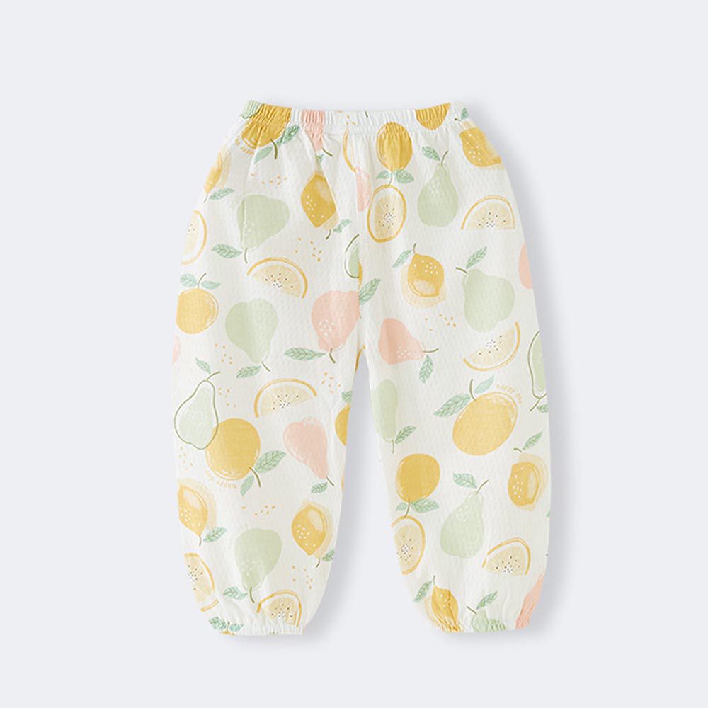NC - 純棉網眼防蚊褲/空調褲-繽紛水果-淺黃色