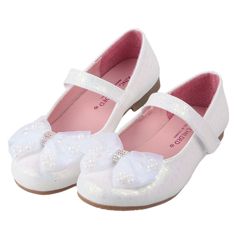 台灣製珍珠蝴蝶結白色兒童公主鞋