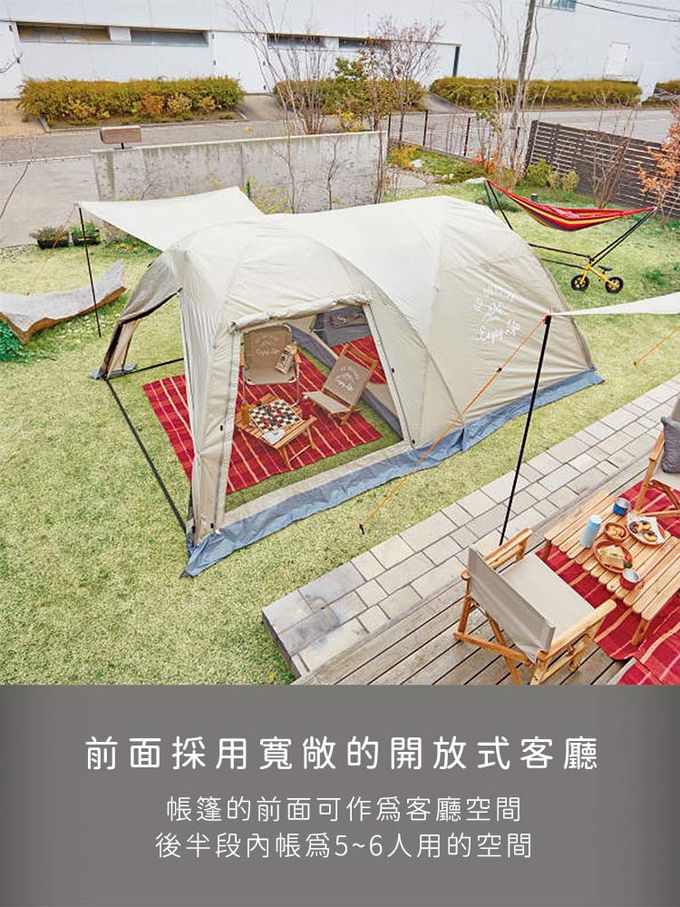 日本CAPTAIN STAG - 經典款一房一廳豪華帳篷5-6人-卡其色