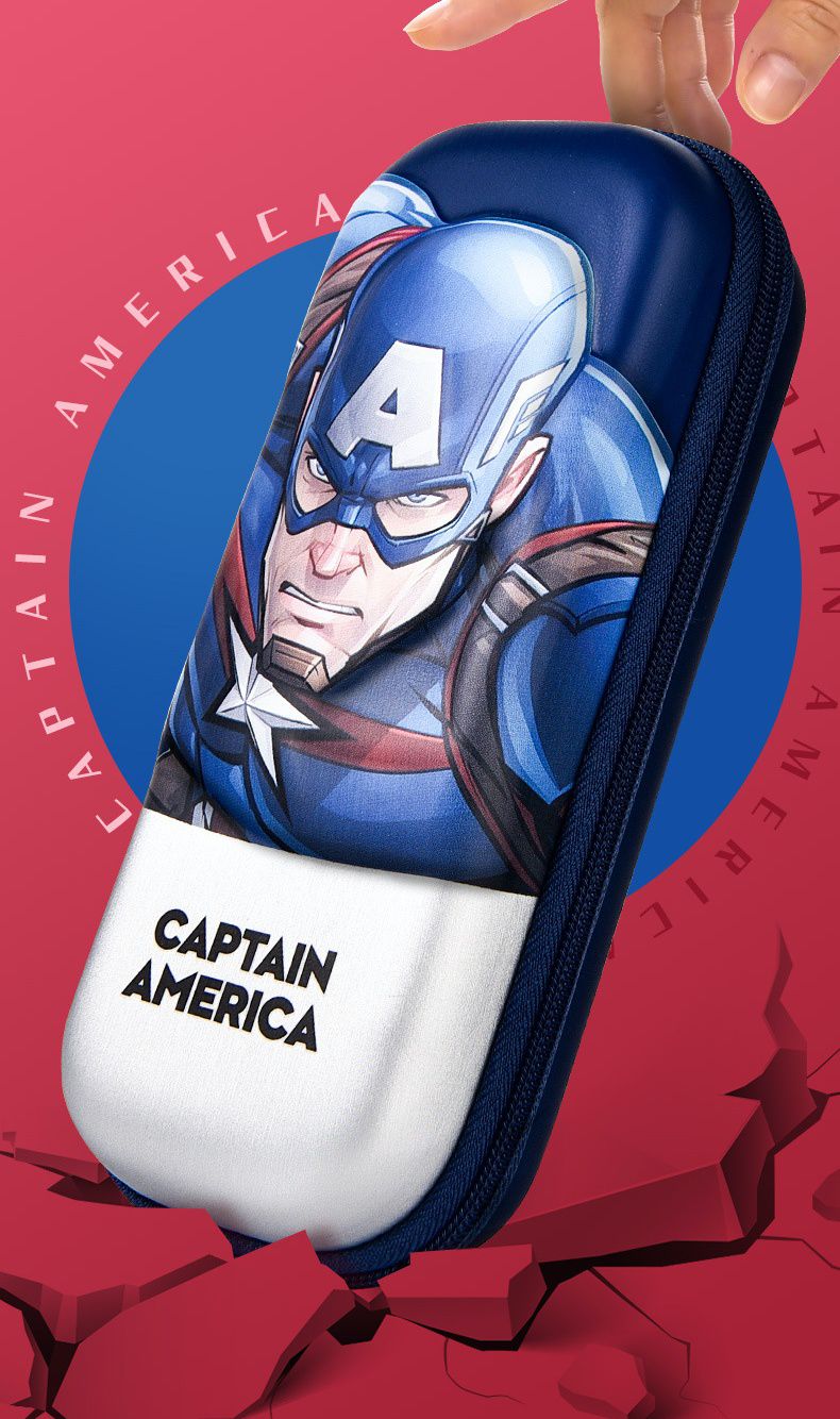 防水3D立體大容量鉛筆盒-卡通人物美國隊長 (橫版)