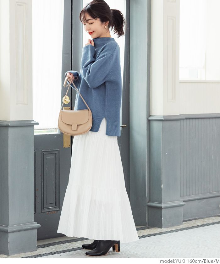 日本 COCA - 柔軟小高領顯瘦針織毛衣-藍