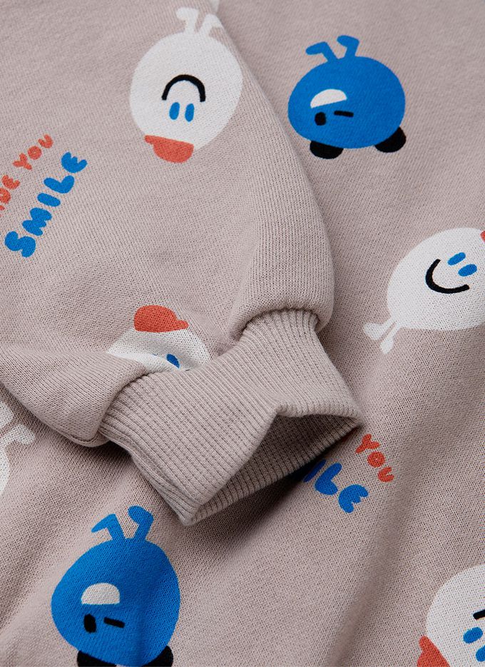 韓國 OZKIZ - 微笑豆豆暖絨長袖T-淺棕