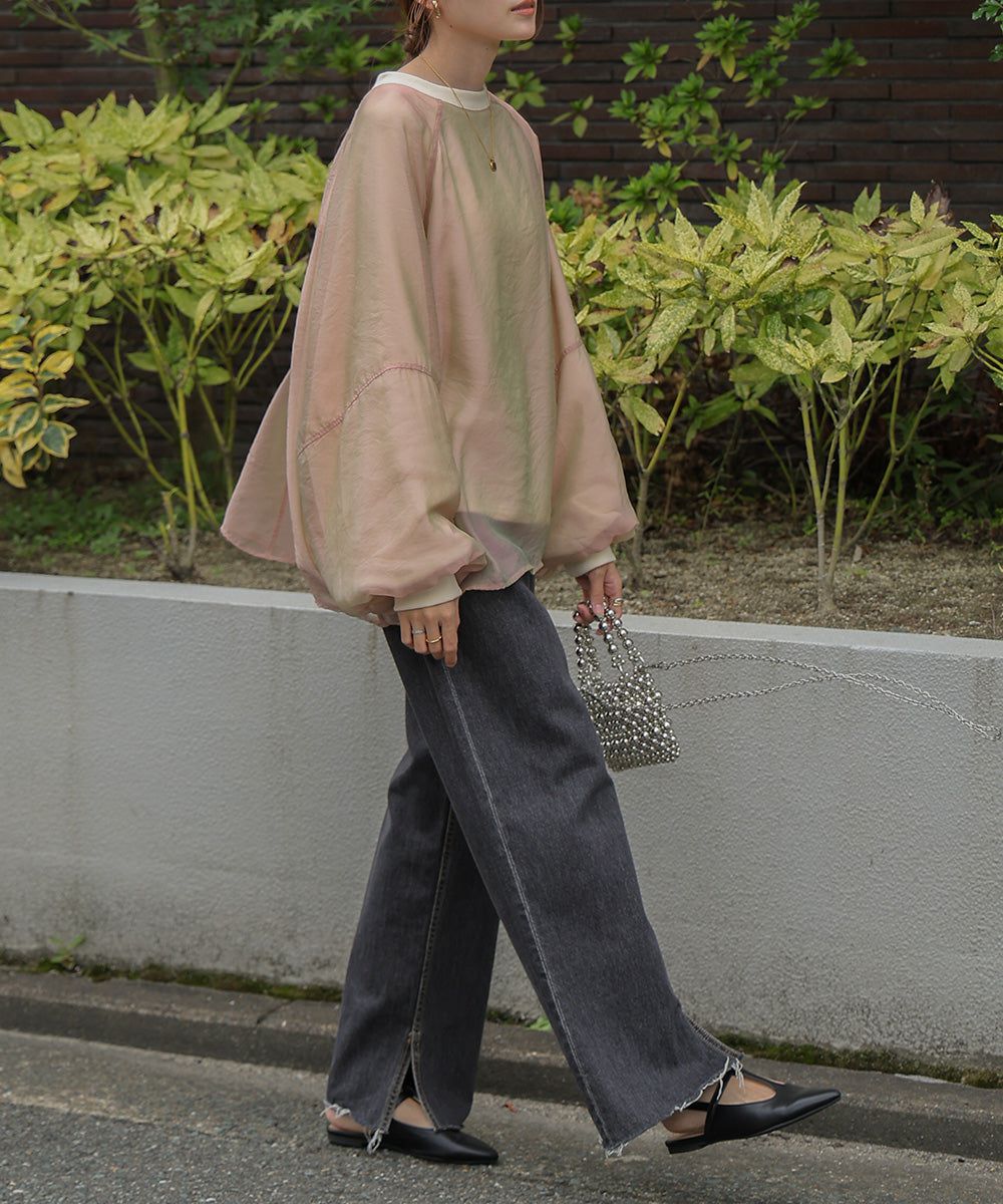 日本 Bab - [推薦]薄紗層次精緻女孩長袖上衣-淺卡其