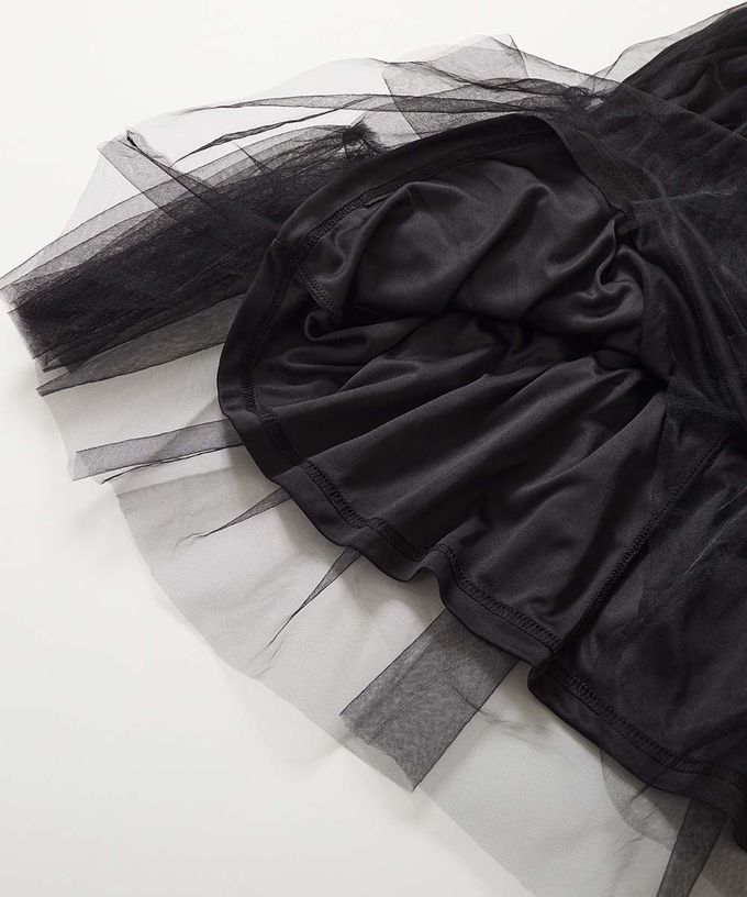 日本 devirock - 夢幻薄紗層次甜美長裙-黑