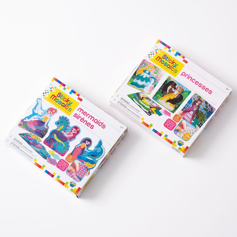 加拿大 Sticky Mosaics - 馬賽克拼貼組-女童-公主郊遊趣+美人魚
