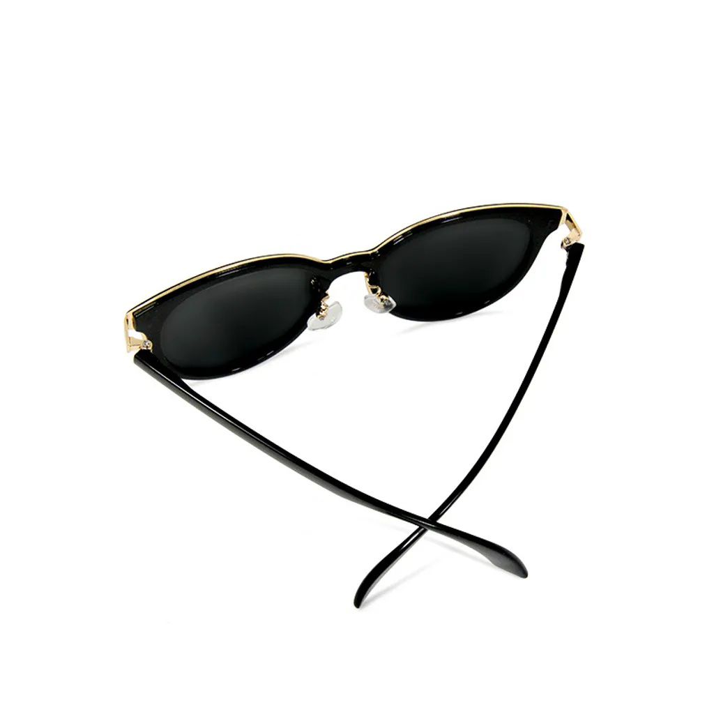 ALEGANT - 復古純黑香檳金邊貓眼寶麗來偏光墨鏡│UV400太陽眼鏡