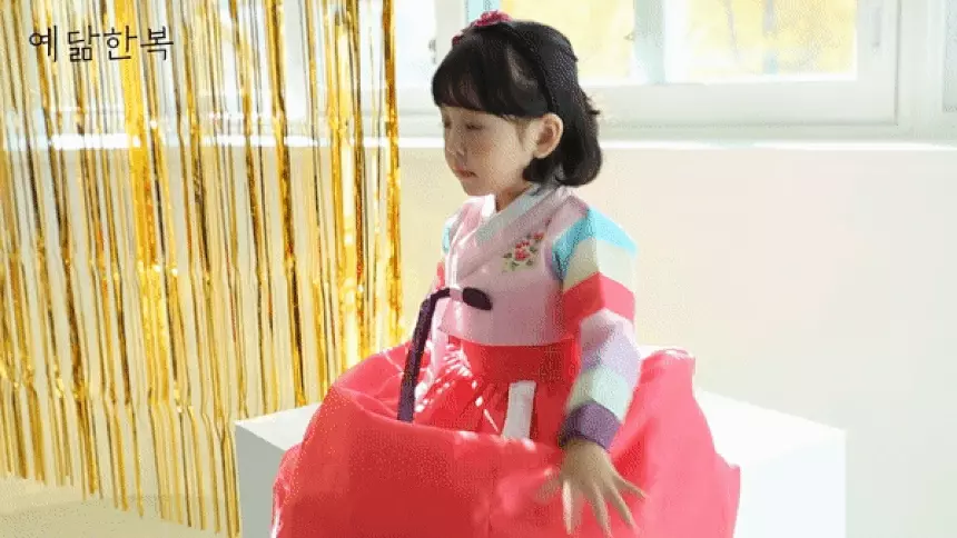 韓國 yedam - 女寶韓服-淺粉X紅-不含頭飾