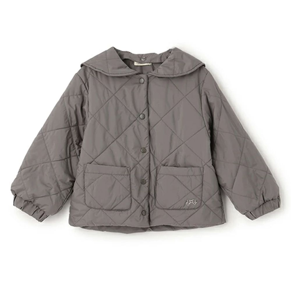 可機洗 水手領絎縫鋪棉外套(領可拆)-深灰棕