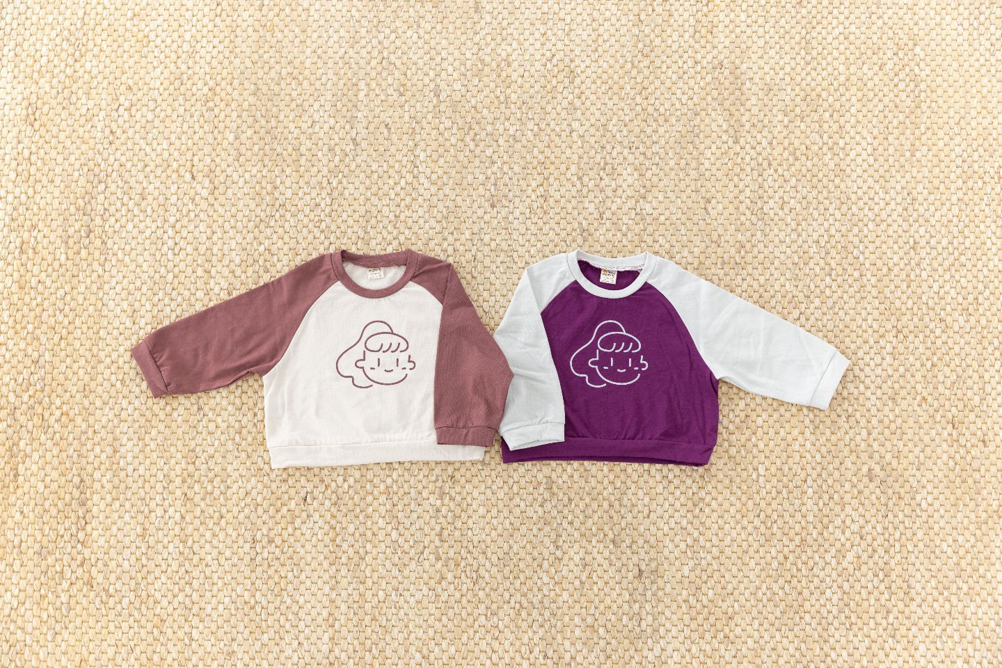 韓國 Orange Mom - 馬尾女孩拼色棉T-紫