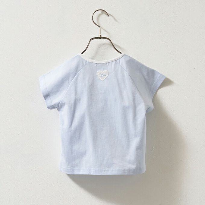 日本 Lycee mine - 柔軟緞帶領刺繡短袖上衣-藍