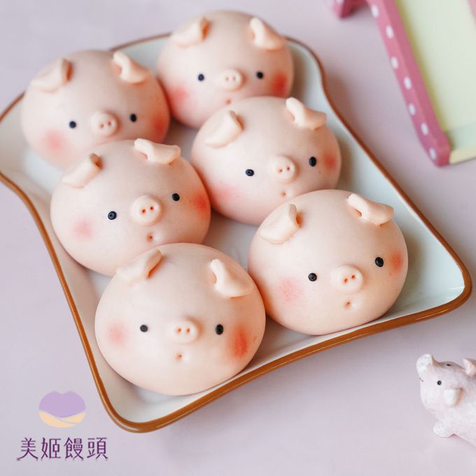 美姬饅頭 - 小豬鮮乳造型饅頭-35g*6顆
