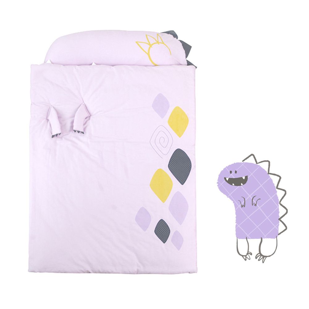 韓國Daby - 【2020年新款】大怪獸兒童睡袋+帆布收納袋-恐龍Diony(紫色)