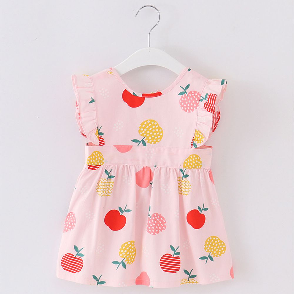 無袖兒童公主裙圍裙-水果-粉色 (100cm(2-4歲))