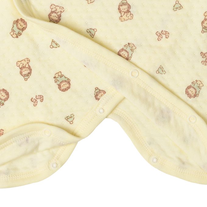 akachan honpo - 長袖新生兒內衣4件組-按扣款 保暖鋪棉 獅子-黃色 (50~60cm)