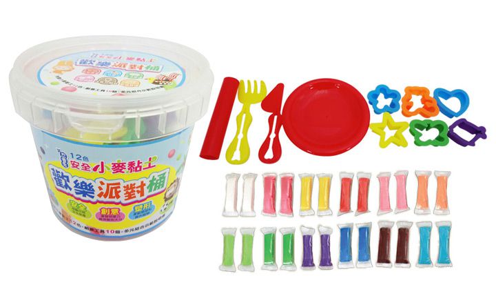 幼福文化 - 忍者兔安全小麥黏土12色《歡樂派對桶》