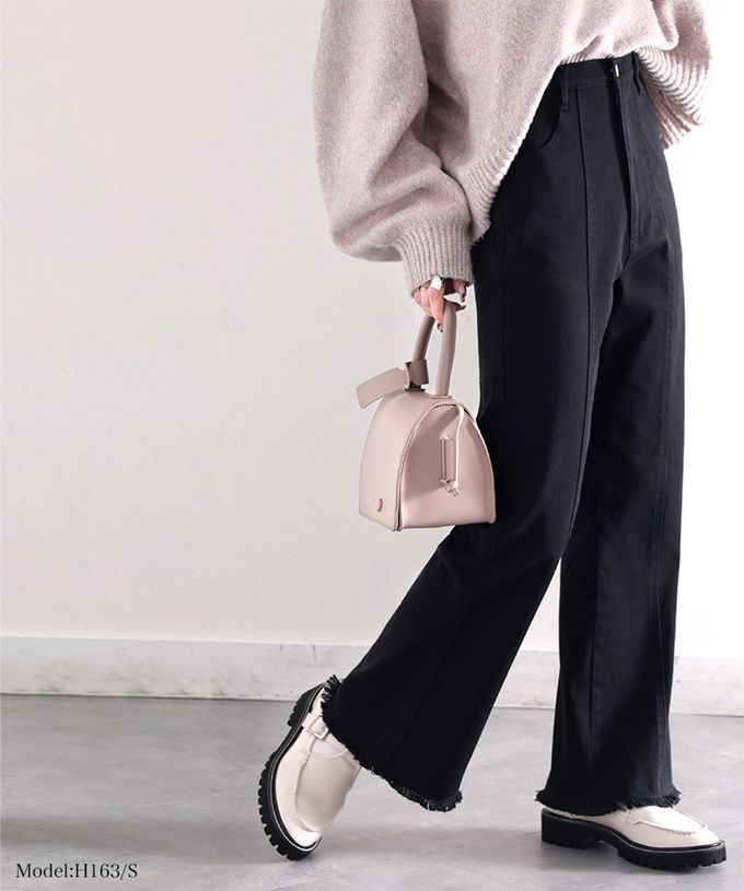 日本 Classical Elf - 顯瘦美腿彈性微喇叭長褲-丹寧藍