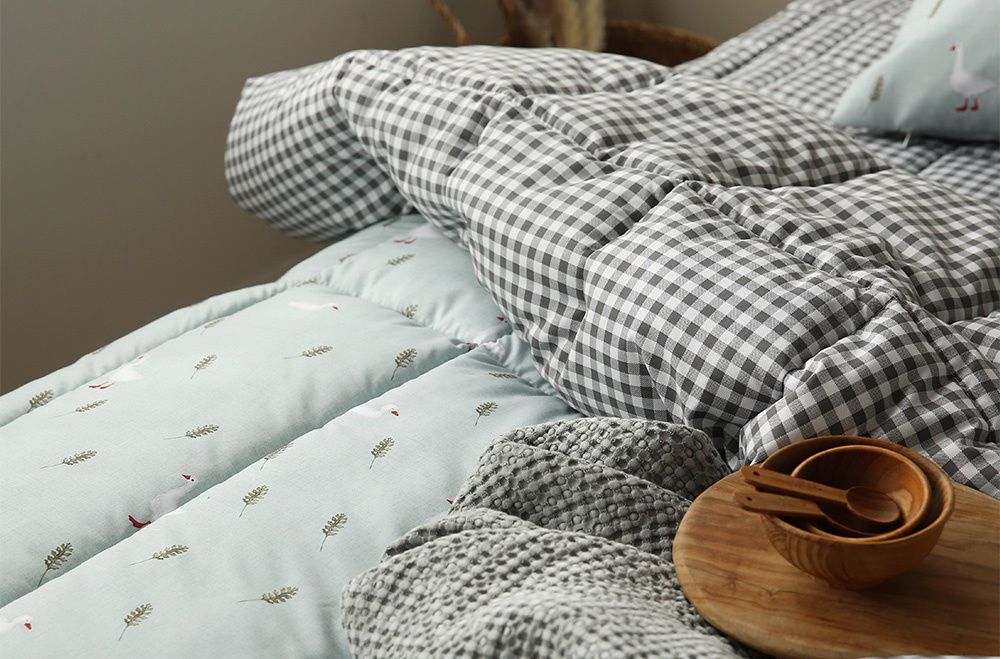 韓國 Maatila - 可水洗超細纖維桃皮感棉被-藍色鴨鴨