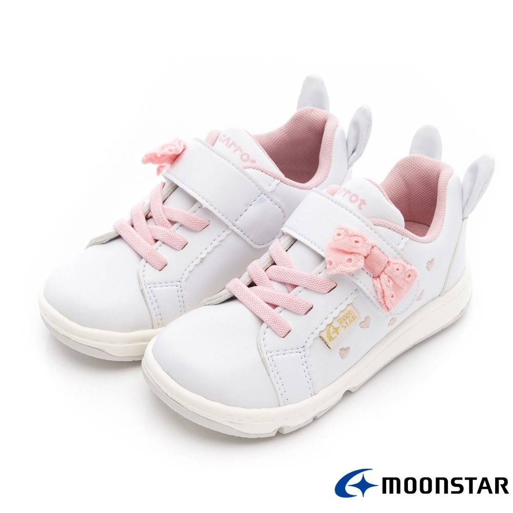 日本Moonstar月星頂級童鞋-赤子心兔耳朵系列-2E楦-23741(中小童段)-機能鞋-白-15~19cm