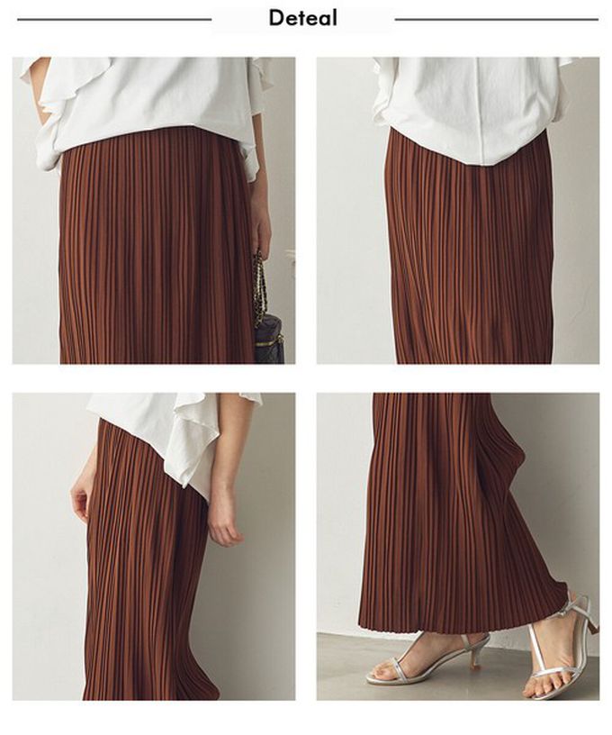 日本 Sans Souci 34+ - 細摺搖曳優雅長裙(全腰鬆緊)-黑 (M)