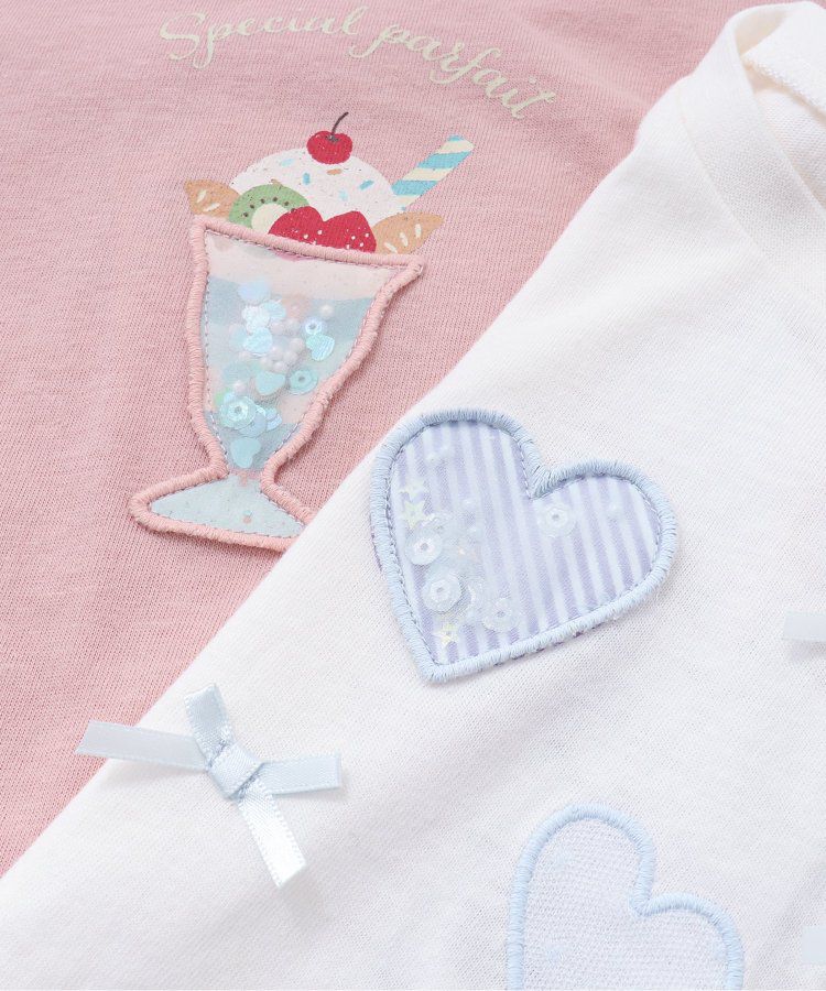 日本 apres les cours - 亮片點綴俏麗印花短袖上衣-愛心-淺綠