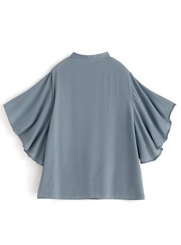 日本 GRL - 透明感柔美荷葉短袖襯衫-經典黑 (F)