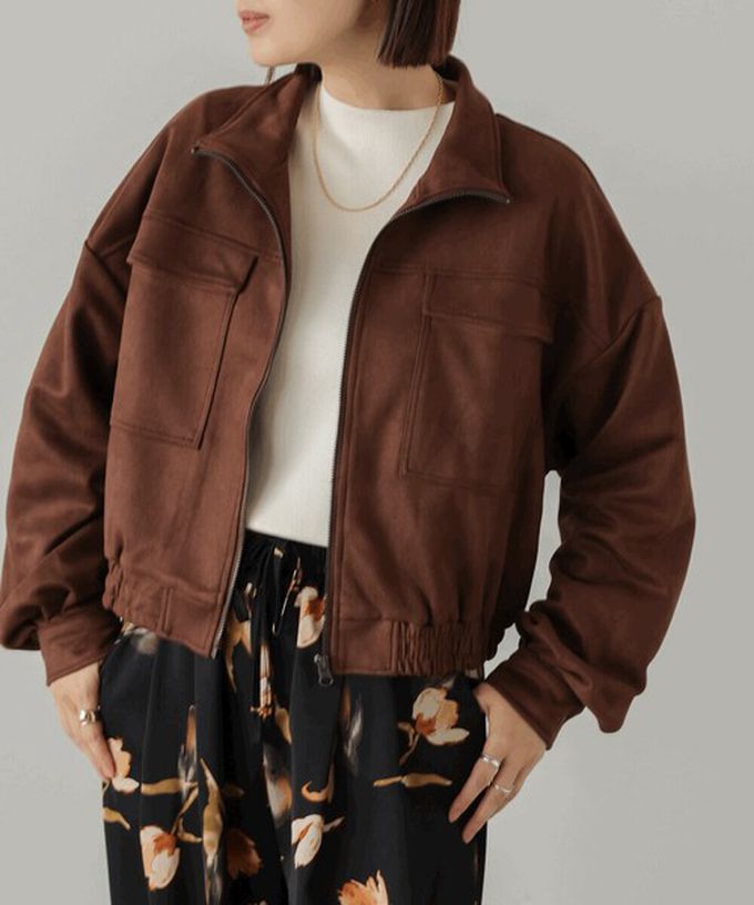 日本 Bab - 麂皮感立領率性口袋俐落外套-咖啡