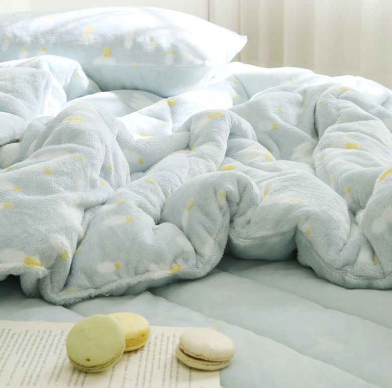 韓國 FLORA - 5mm雙面超細短絨毛棉被(冬被)-天藍