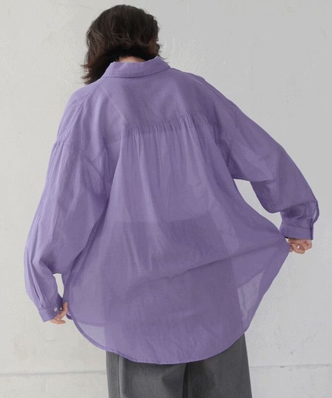 日本 Bab - 100%印度棉 柔軟輕盈寬版襯衫-薰衣草