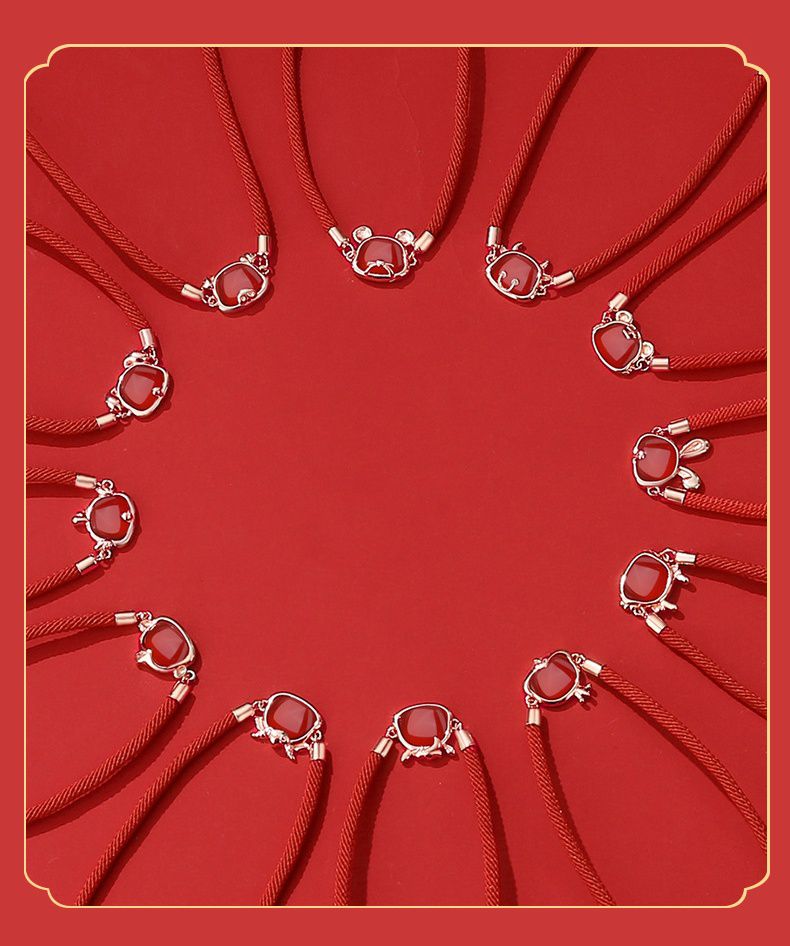 開運招財紅瑪瑙十二生肖紅繩手鍊-羊-紅色 (15.5cm+4cm延長鏈)