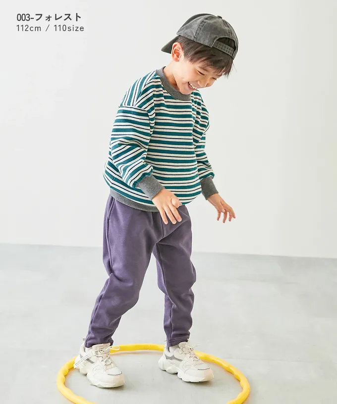 日本 devirock - 裏起毛 百搭條紋大學長袖上衣-灰藍