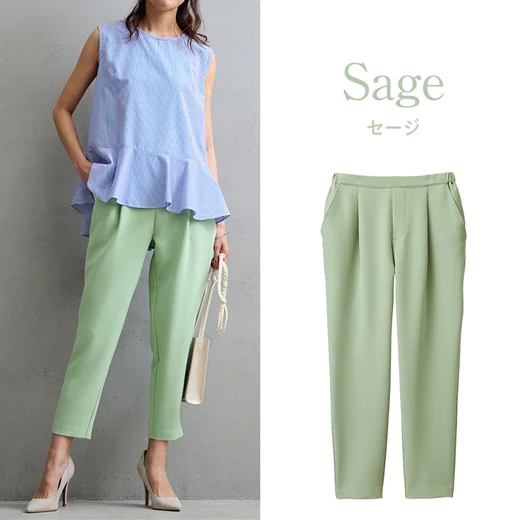 日本 BELLUNA - 熱銷定番 防曬涼感彈性美腿長褲-淺綠