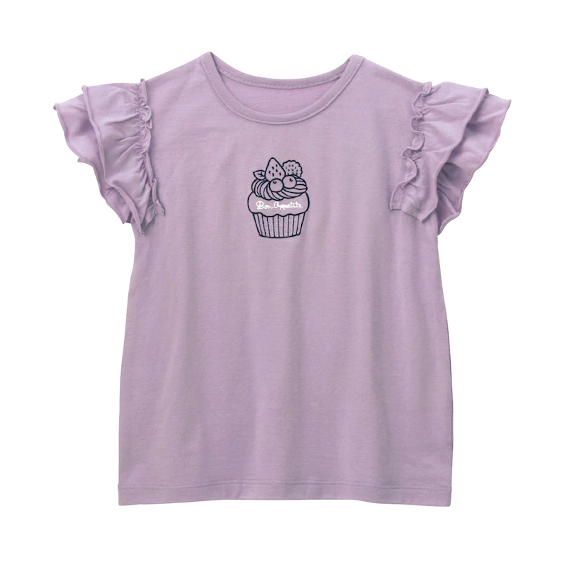 日本千趣會 - GITA 天竺棉荷葉飛飛袖刺繡短T-檸檬-黃