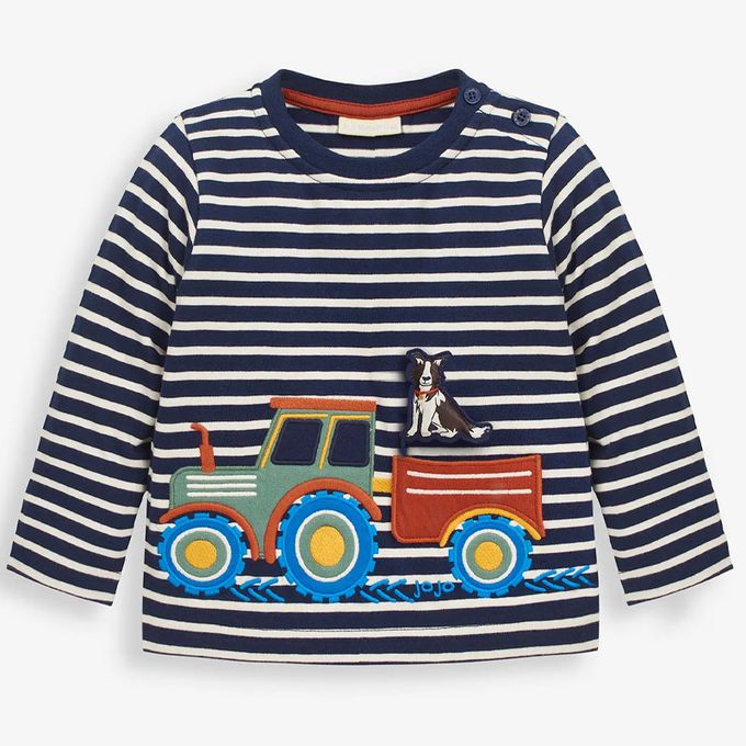 英國 JoJo Maman BeBe - 嬰幼兒100%純棉長袖上衣-前往牧場