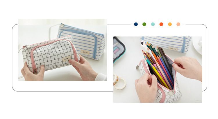 三角形大開口鉛筆袋-紫色