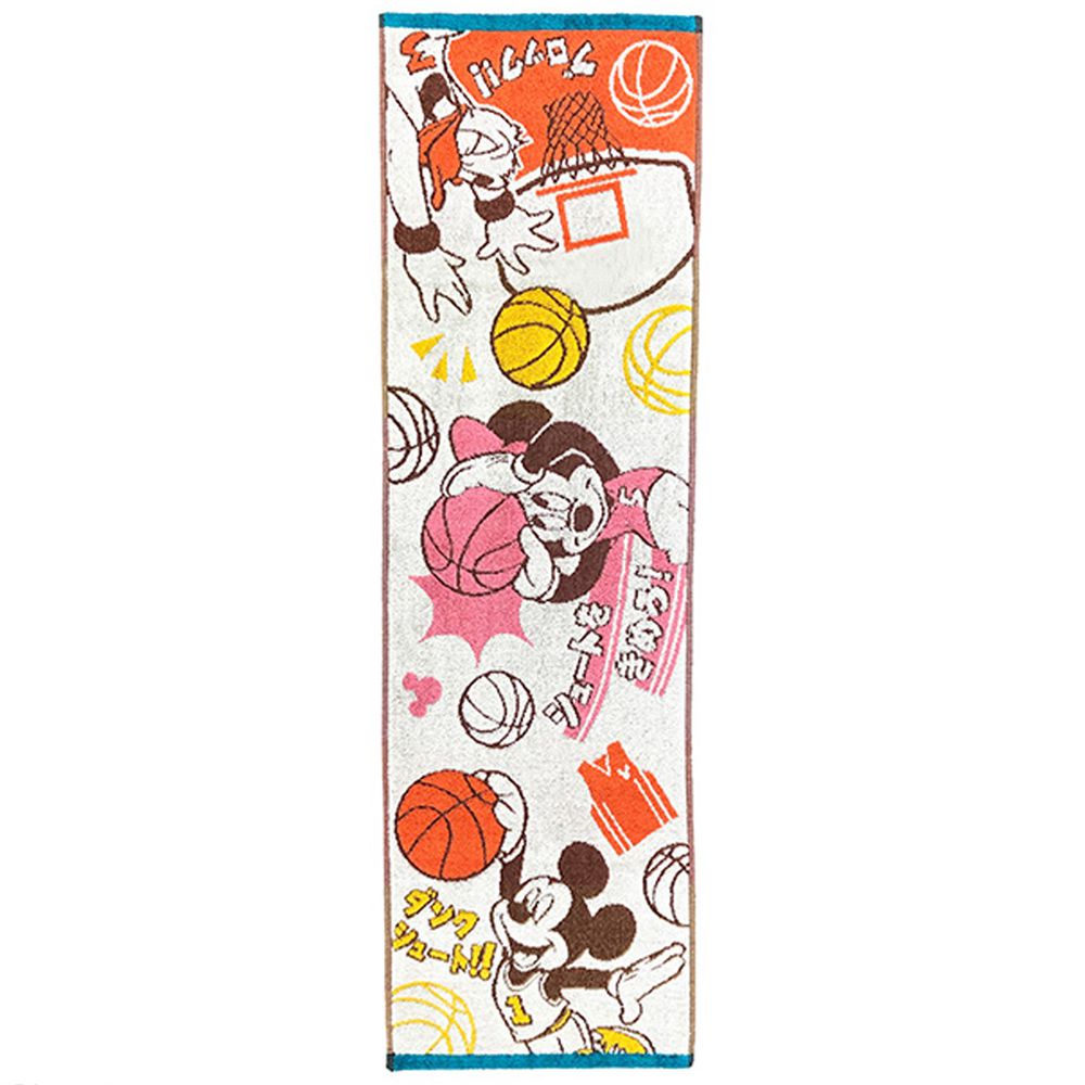 日本代購 - 卡通長型運動毛巾-米奇米妮籃球 (34x100cm)