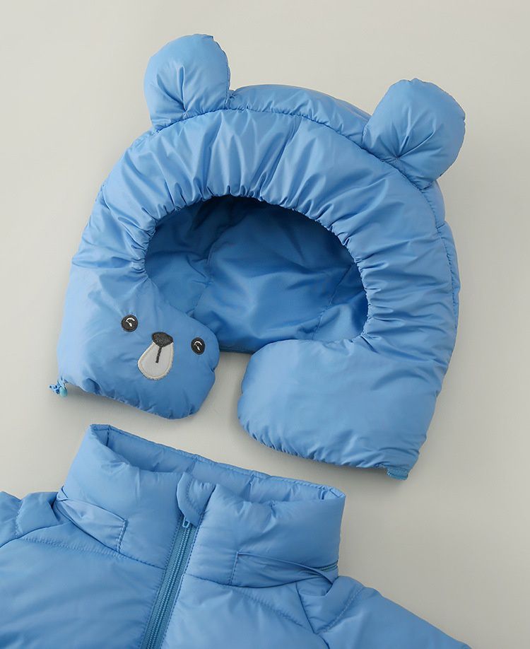 防水防污童趣造型羽絨外套(90%鴨絨)-熊熊耳朵-粉色