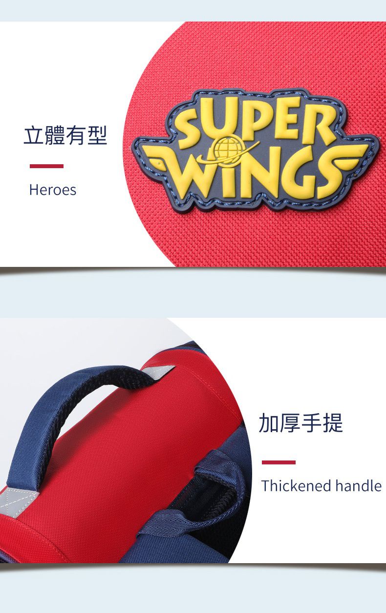 翻蓋大容量減壓書包(附筆袋)-卡通人物帥帥-藍色 (建議120~140cm)-31x17x41cm