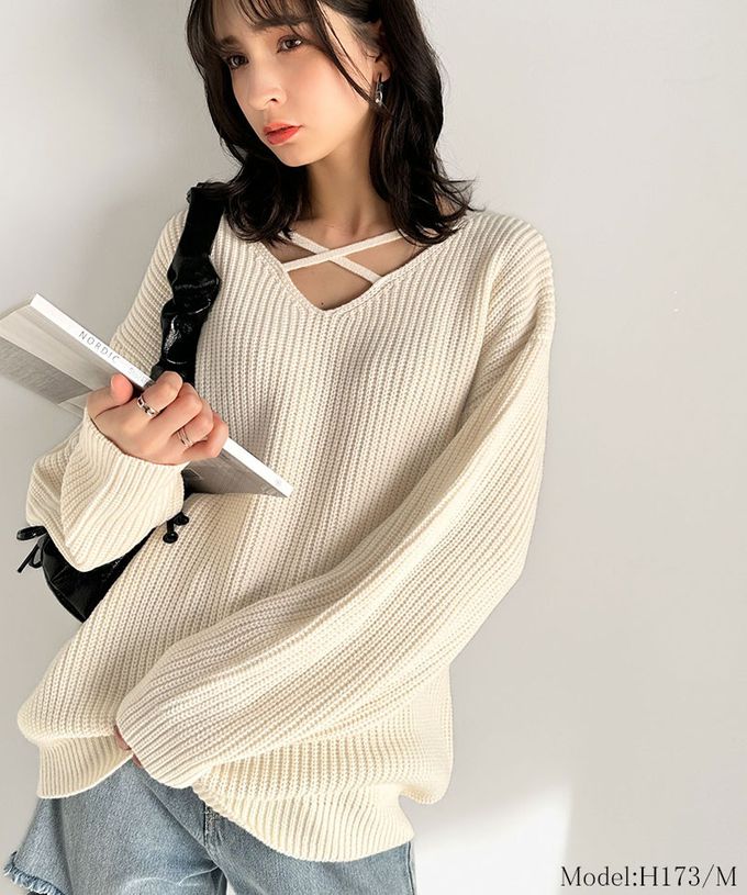 日本 Classical Elf - mily bilet 前後2way氣質粗針織上衣-黑