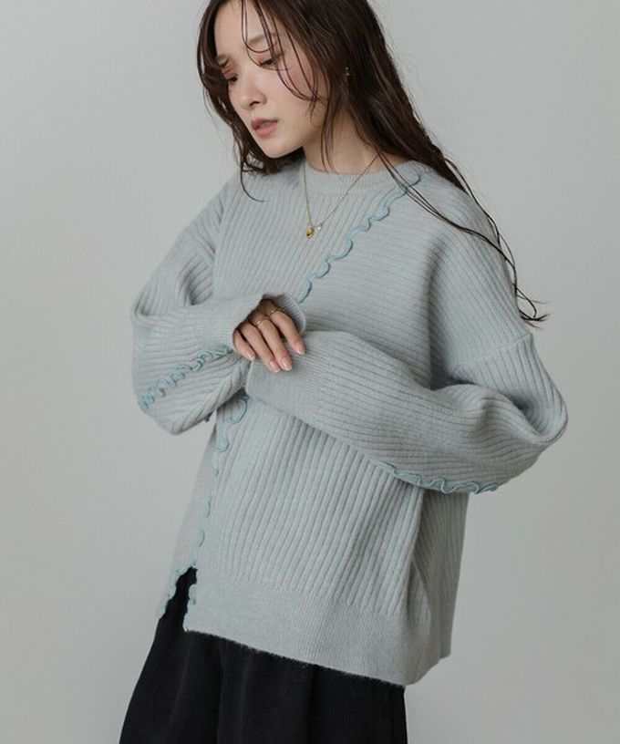 日本 Bab - 柔美曲線點綴寬鬆感針織上衣-象牙米