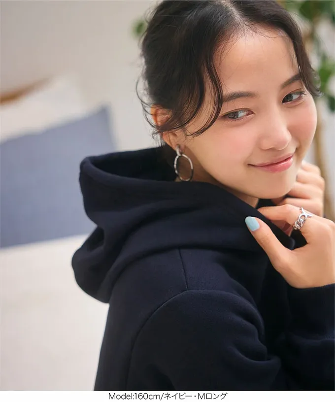 日本 Kobe Lettuce - 極上溫暖 裏起毛修身帽T長袖洋裝-摩卡