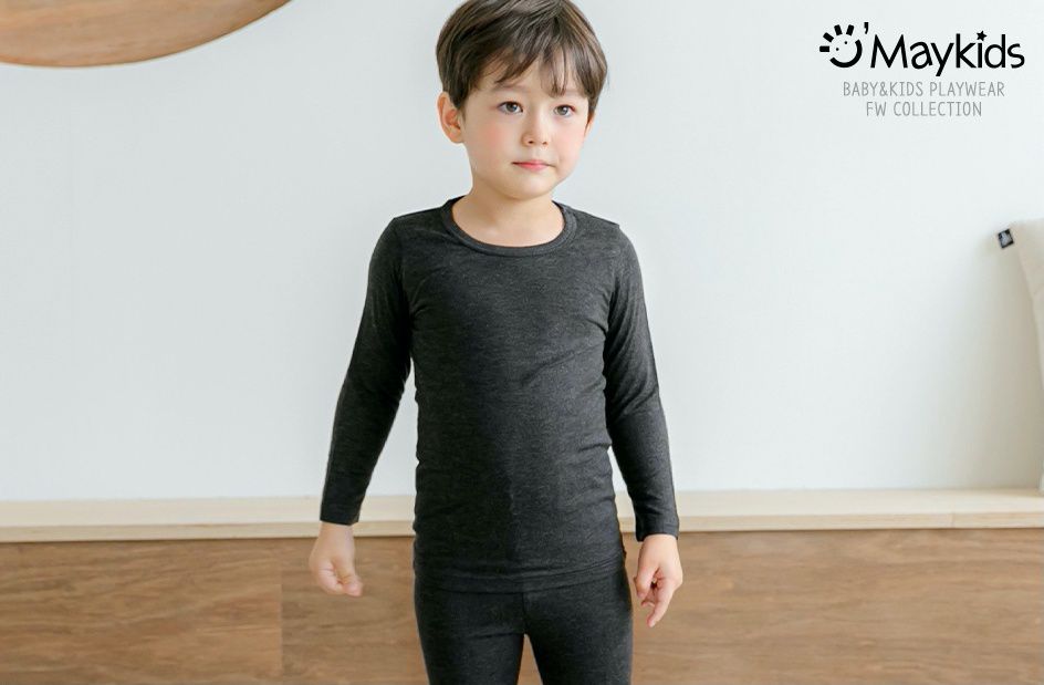 韓國 Maykids - ECO HEAT 保暖衣套裝-深灰