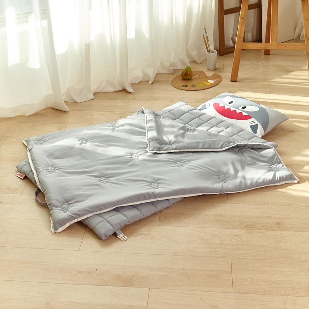 韓國 Hello HiZoo - 手工製莫代爾防蟎抗菌便攜式兒童睡袋(枕頭+睡墊+被子)-天王鯊 (70x140cm)